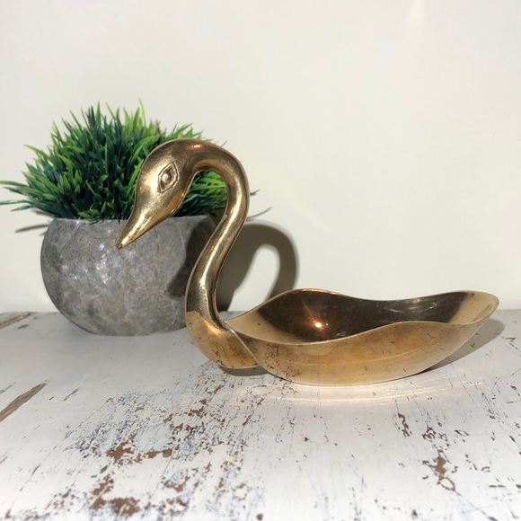 Brass Swan Trinket Dish